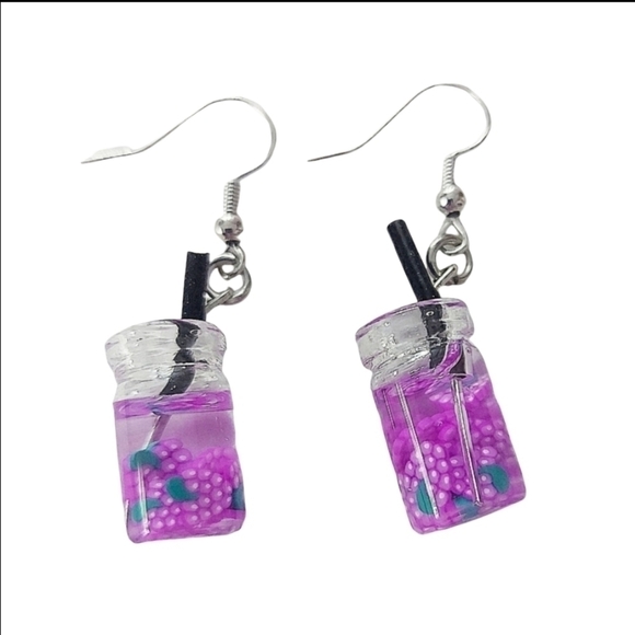 Handcrafted Berry Water Drop Earrings - Picture 3 of 5